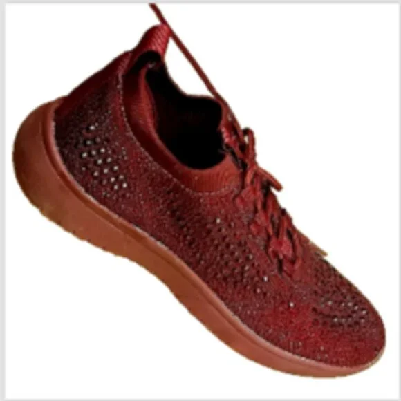 Blondo Kanon Rhinestones Sneakers Casual Upscale Athletic Shoes Size 7.5 Maroon - Picture 17 of 17